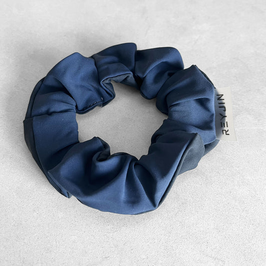 Blue and gray scrunchie